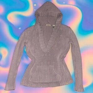 vtg y2k stamp 10 soft grunge bella swan hooded vneck sweater with pocket, sz sm